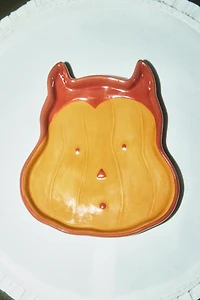 CHILDREN'S HALLOWEEN PUMPKIN STONEWARE PLATE