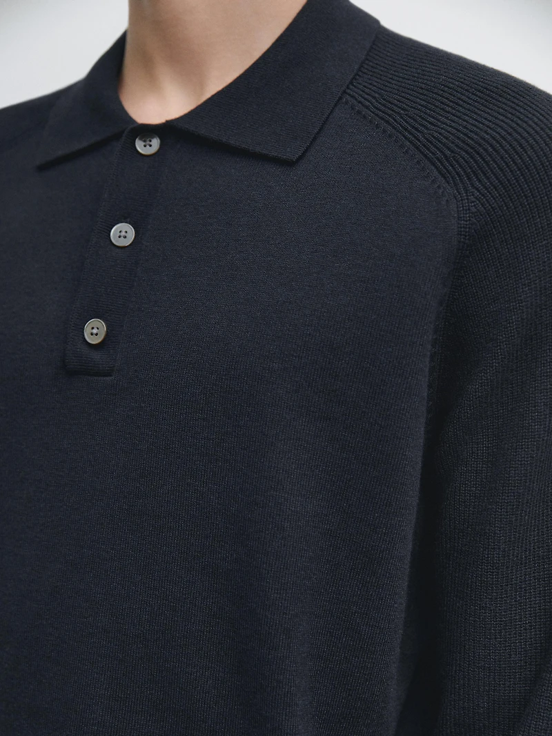 Pull polo en maille de coton mélang