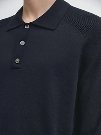 Pull polo en maille de coton mélang