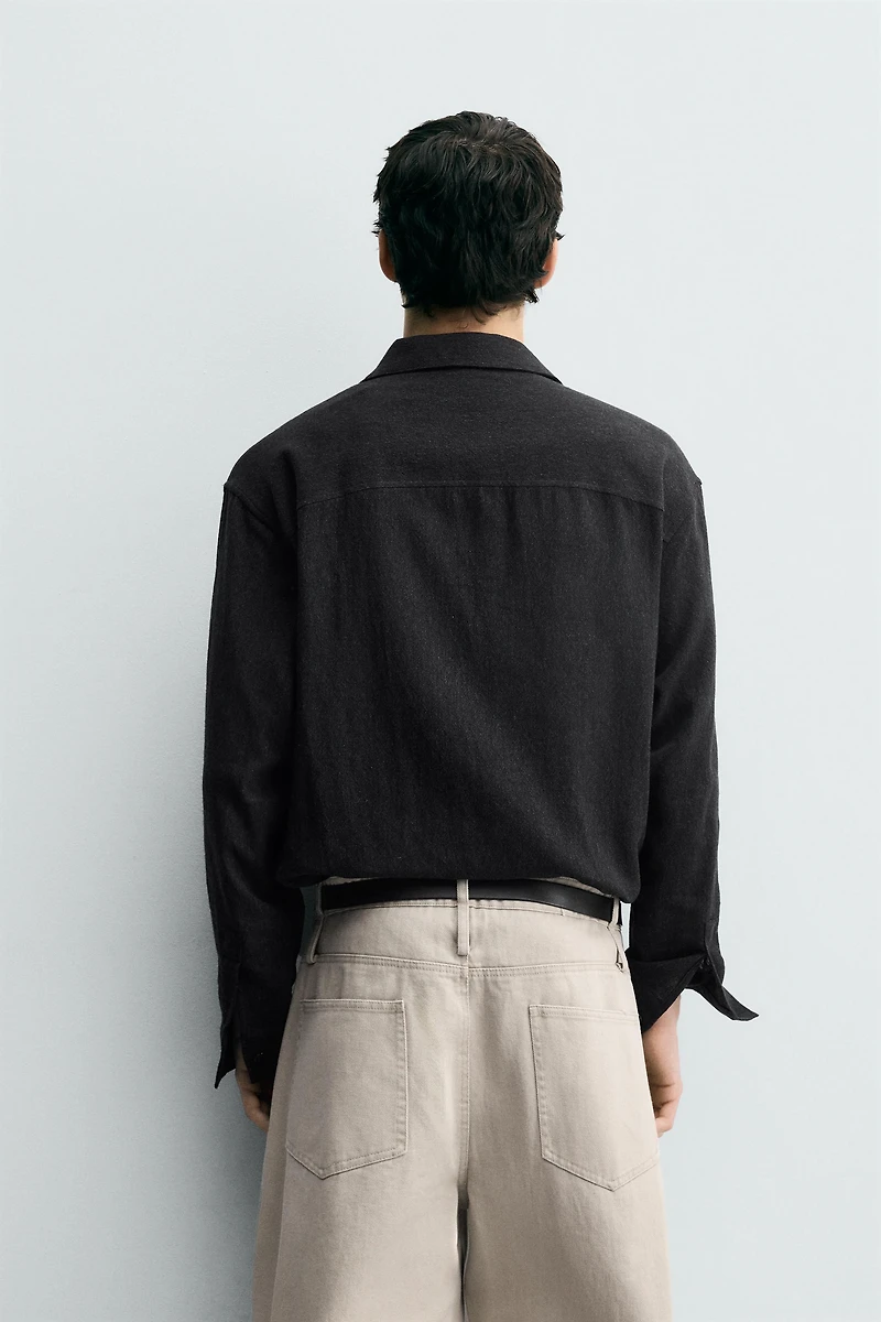 TEXTURED COTTON BLEND SHIRT