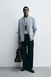 CHEMISE À CARREAUX COL BOUTONNÉ