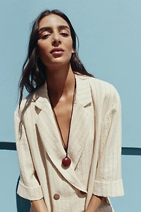 STRIPED DOUBLE BREASTED BLAZER