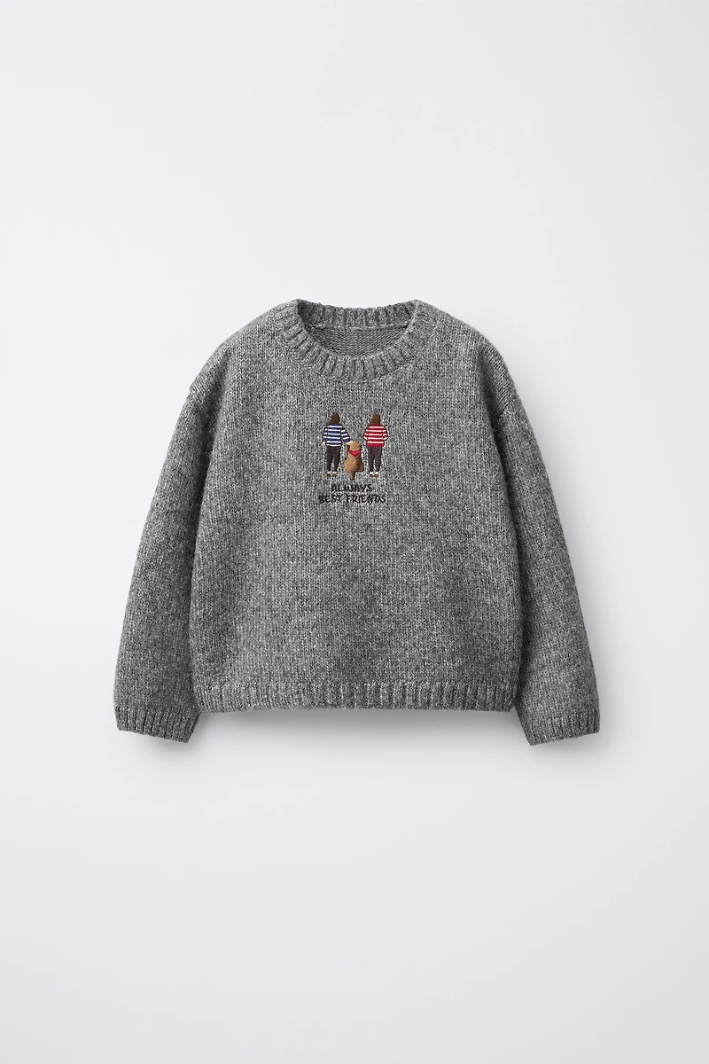 EMBROIDERED KNIT SWEATER