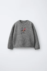 EMBROIDERED KNIT SWEATER
