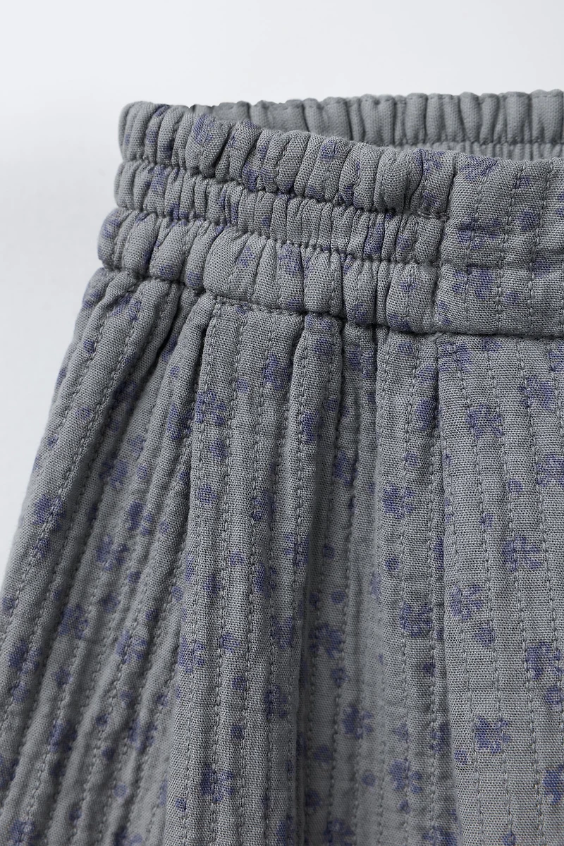 JUPE-CULOTTE TEXTURÉE À FLEURS