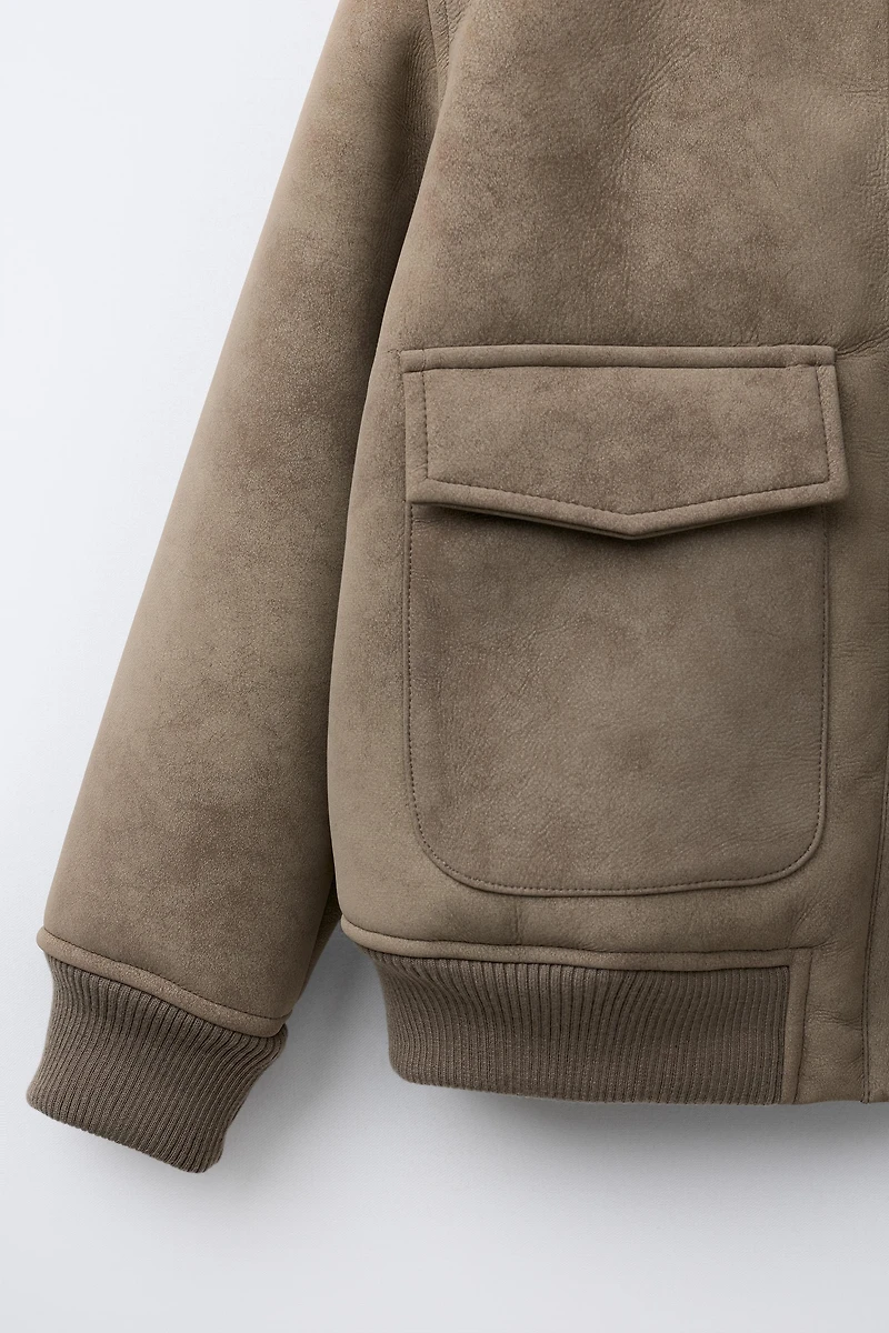 BLOUSON BOMBER DOUBLE FACE EFFET MOUTON