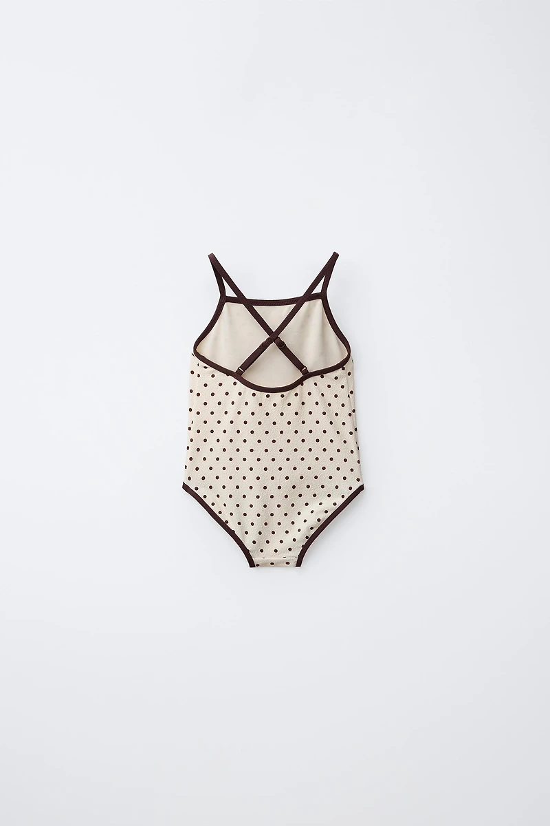 2-6 YEARS/ TEXTURED POLKA DOT SWIMSUIT