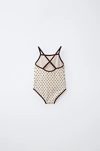 2-6 YEARS/ TEXTURED POLKA DOT SWIMSUIT