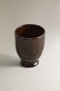 BROWN CERAMIC TOOTHBRUSH HOLDER