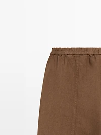 Linen pants with elastic waistband detail