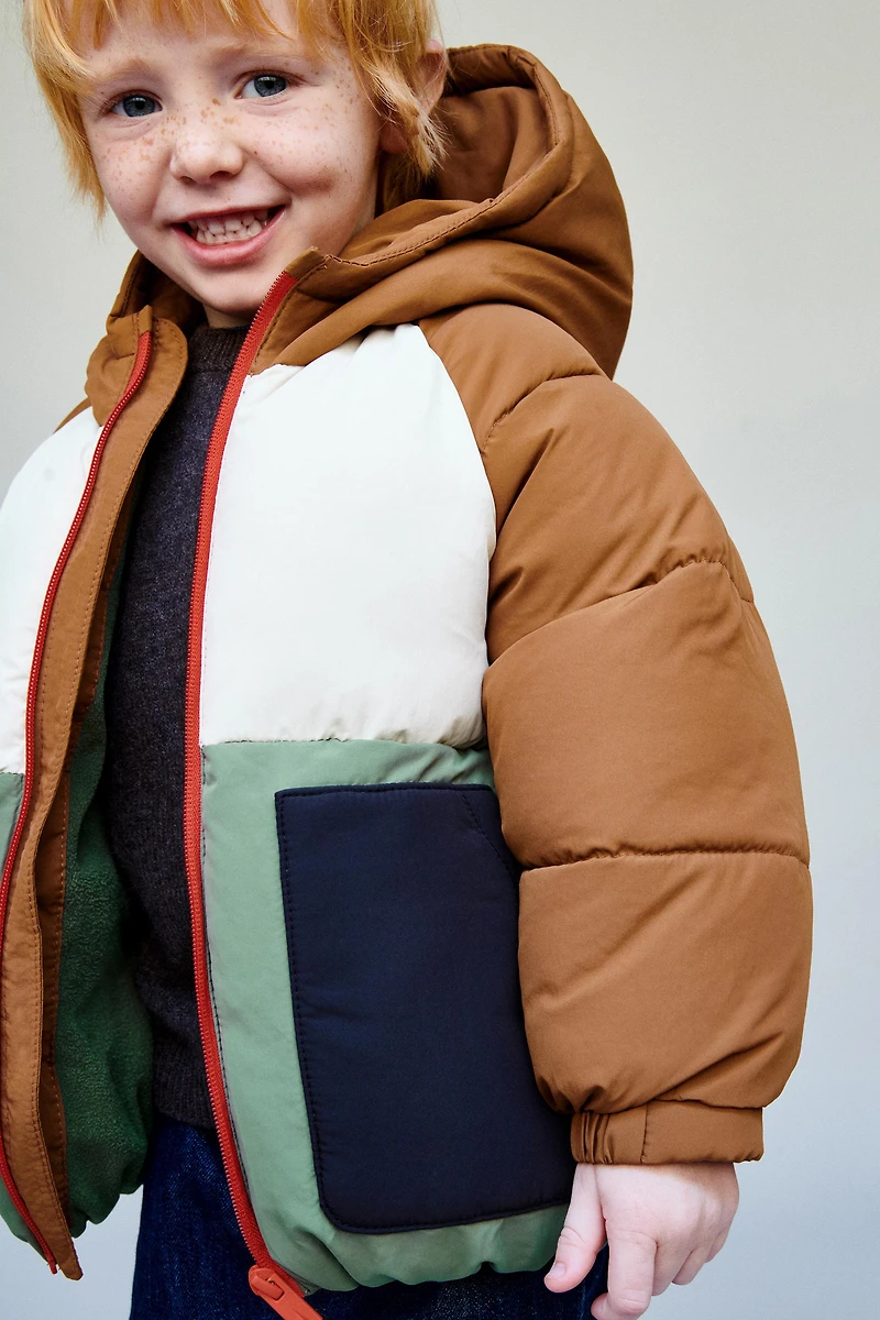 MANTEAU MATELASSÉ COLOR BLOCK DÉPERLANT DOUBLURE POLAIRE