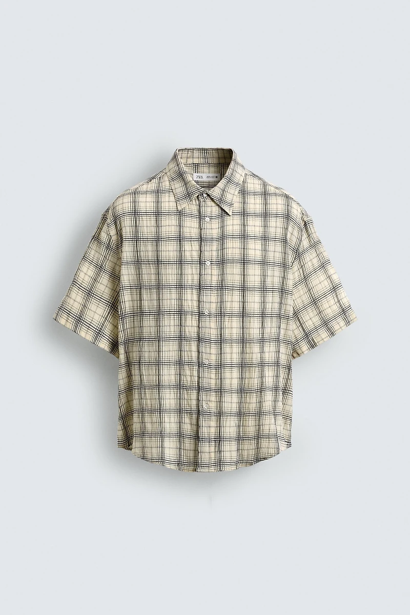 RELAXED FIT PLAID JACQUARD SHIRT