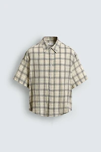 RELAXED FIT PLAID JACQUARD SHIRT