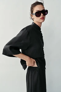 CHEMISE EN LIN À BRANDEBOURGS