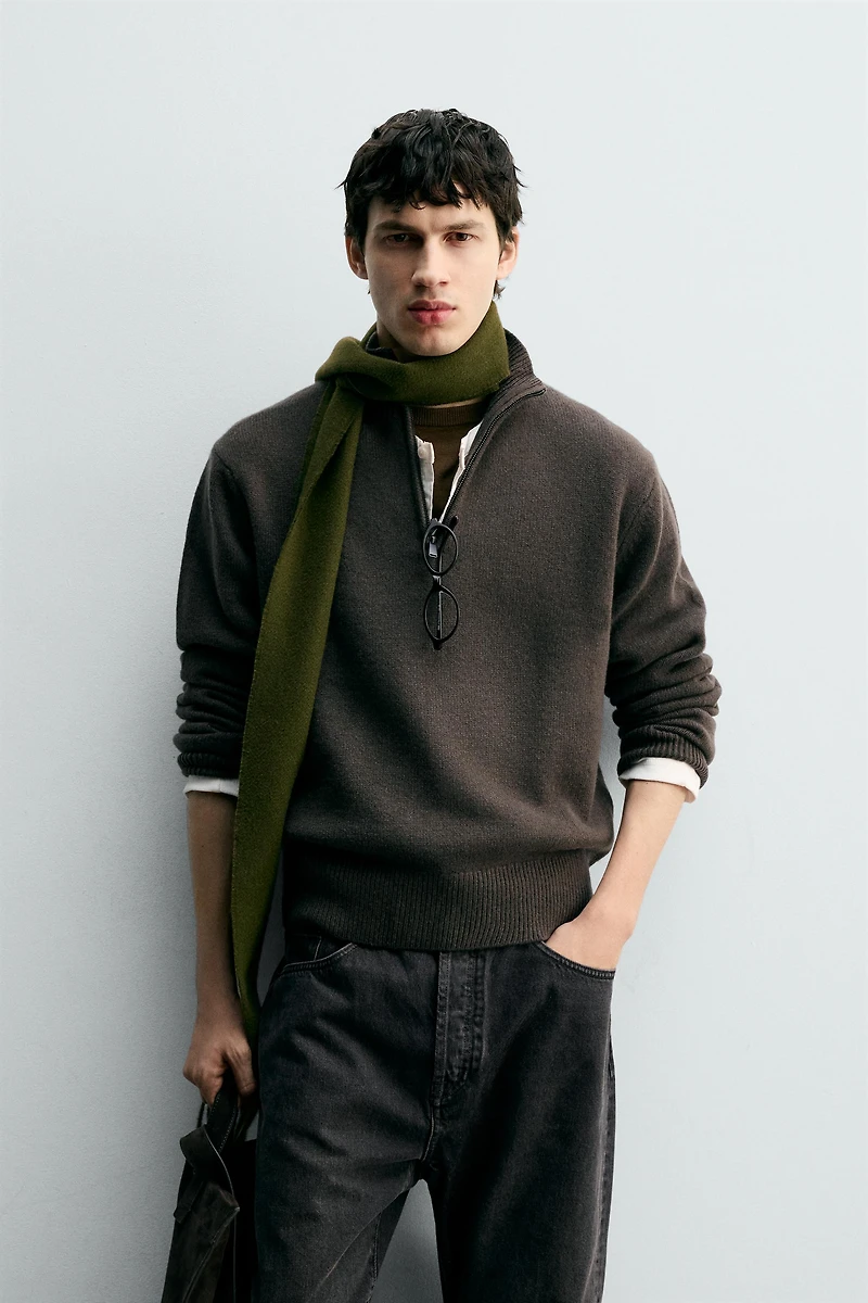 100% WOOL QUARTER-ZIP JUMPER