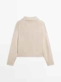 Wool blend cardigan with horn button detail