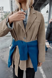 100% LEATHER BELTED JACKET