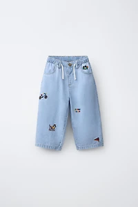 EMBROIDERED FLOWY PANTS