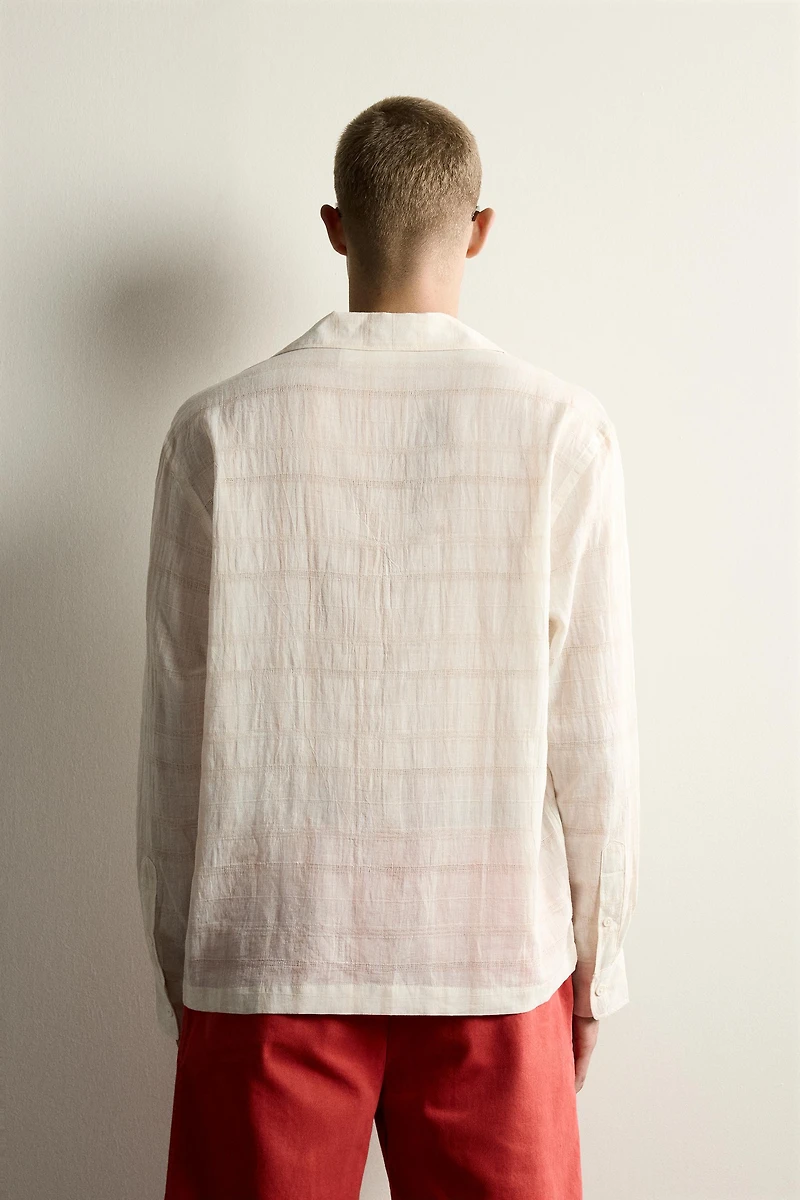 CHEMISE RELAXED FIT JACQUARD COTON-LIN