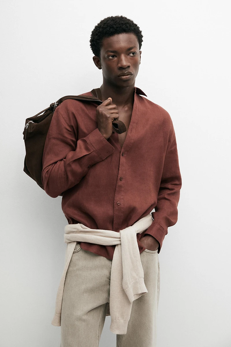 Slim fit 100% linen shirt