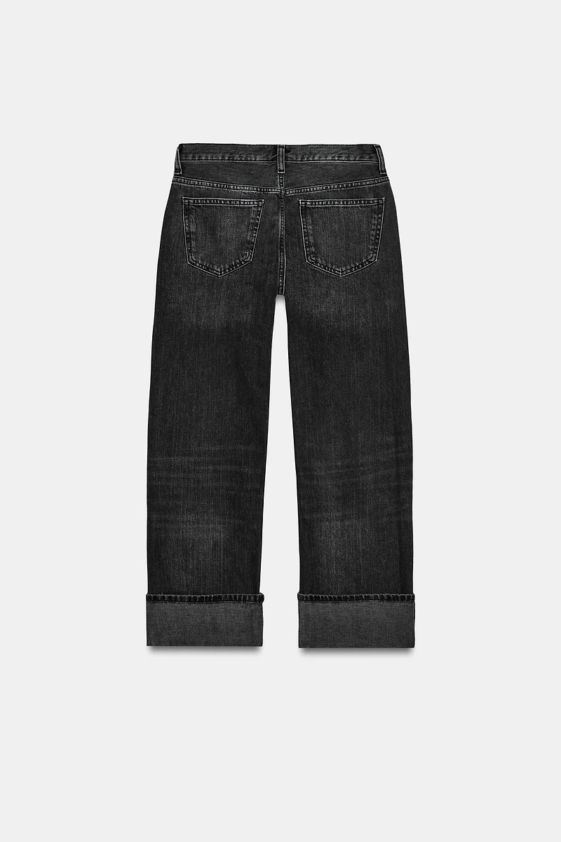 TRF MID-RISE FOLD-UP STRAIGHT LEG JEANS