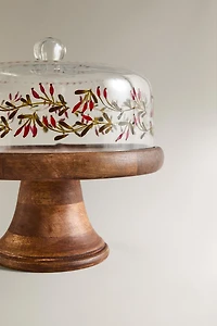 CHRISTMAS WOODEN CAKE DISH