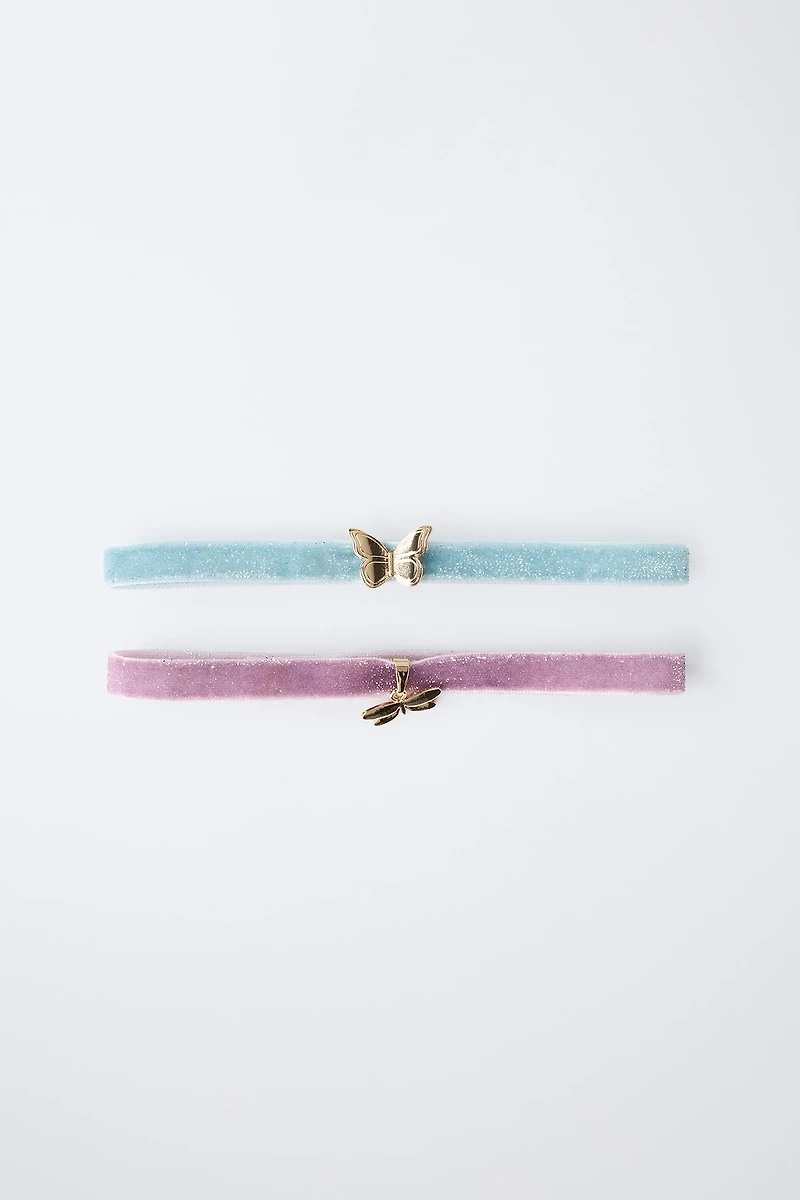 TWO-PACK OF VELVET BUTTERFLY FAIRY CHOKERS