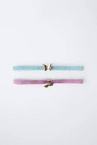 TWO-PACK OF VELVET BUTTERFLY FAIRY CHOKERS