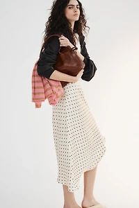 ASYMMETRIC POLKA DOT SATIN SKIRT