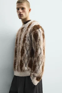 BRUSHED JACQUARD ARGYLE JUMPER