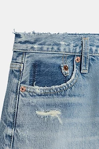 TRF RIPPED MID-RISE DENIM SHORTS