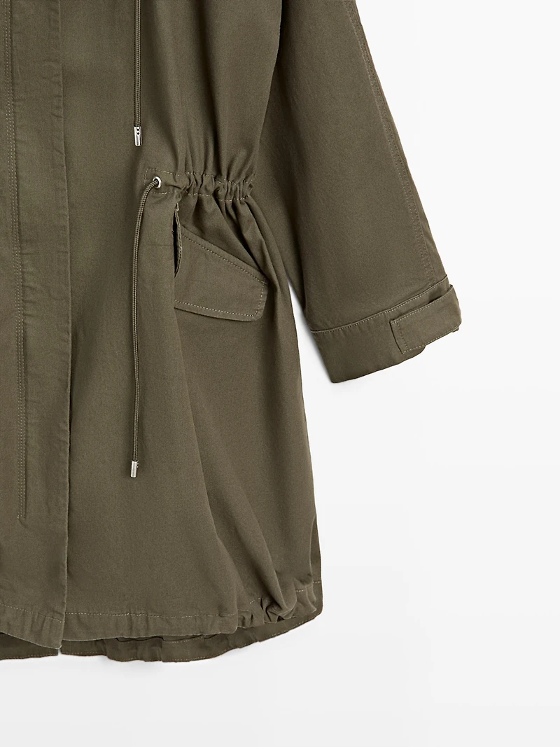 Parka longue en coton