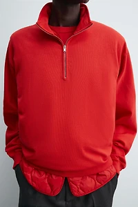 WASHED QUARTER-ZIP SWEATSHIRT