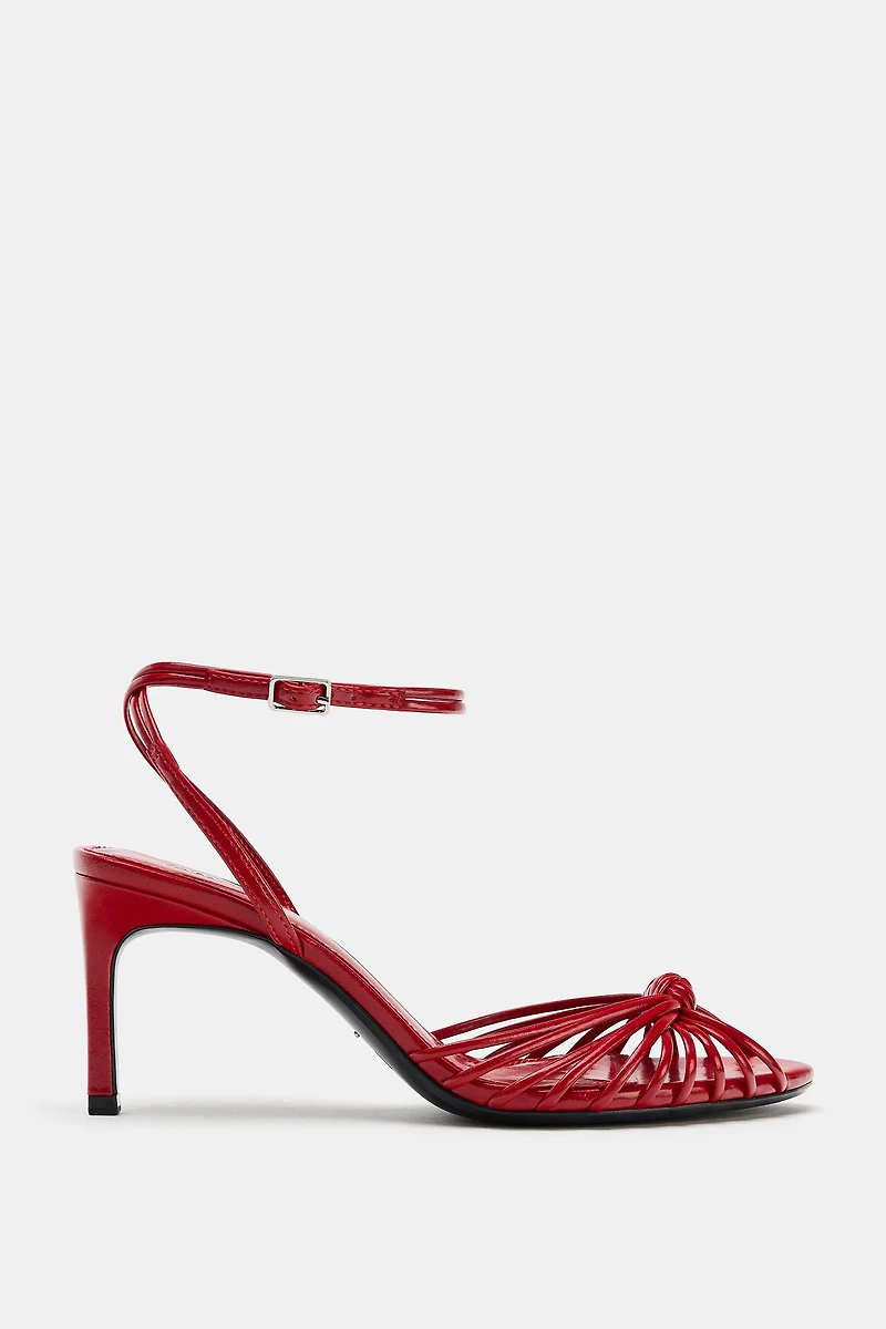 KNOTTED HEELED SANDALS