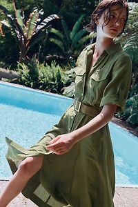 BELTED MIDI SHIRT DRESS