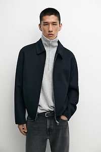 Wool blend zip-up jacket