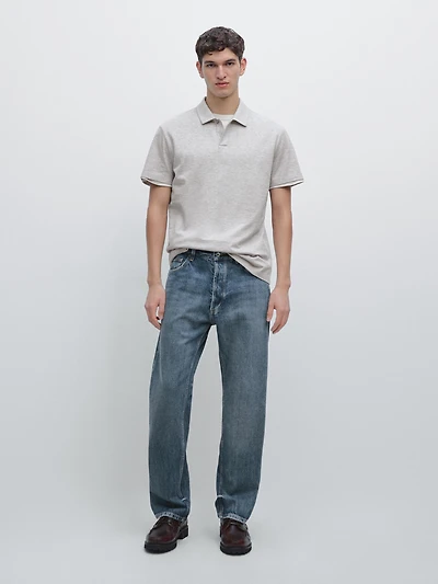 Short sleeve melange polo shirt