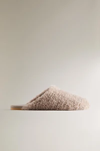 WARM LEATHER MULE SLIPPERS