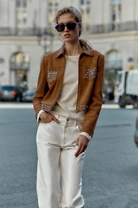 VESTE EFFET DAIM À CLOUS