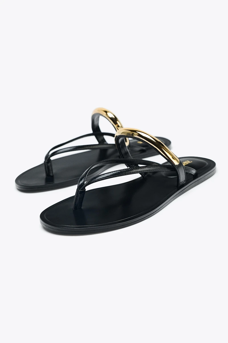 SANDALS WITH METALLIC APPLIQUÉ
