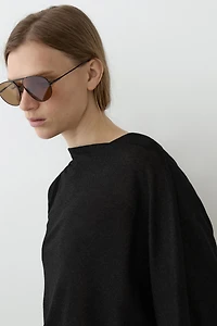 Lightweight asymmetric metallic-effect T-shirt