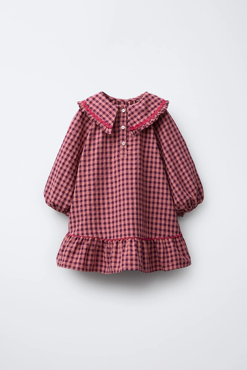RUFFLE GINGHAM DRESS
