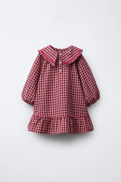 RUFFLE GINGHAM DRESS