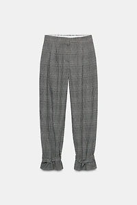 HOUNDSTOOTH PANTS WITH BOW HEM