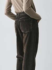 Jean straight taille basse effet velours