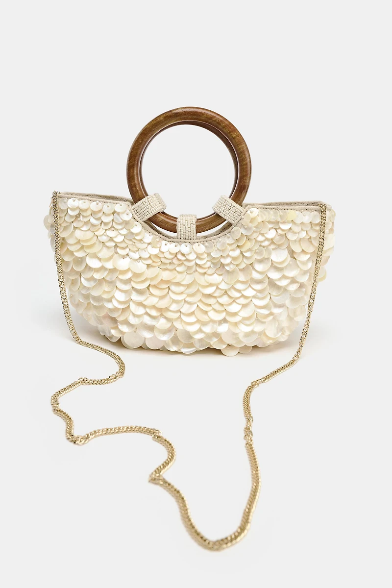 FAUX MOTHER-OF-PEARL APPLIQUÉ BAG