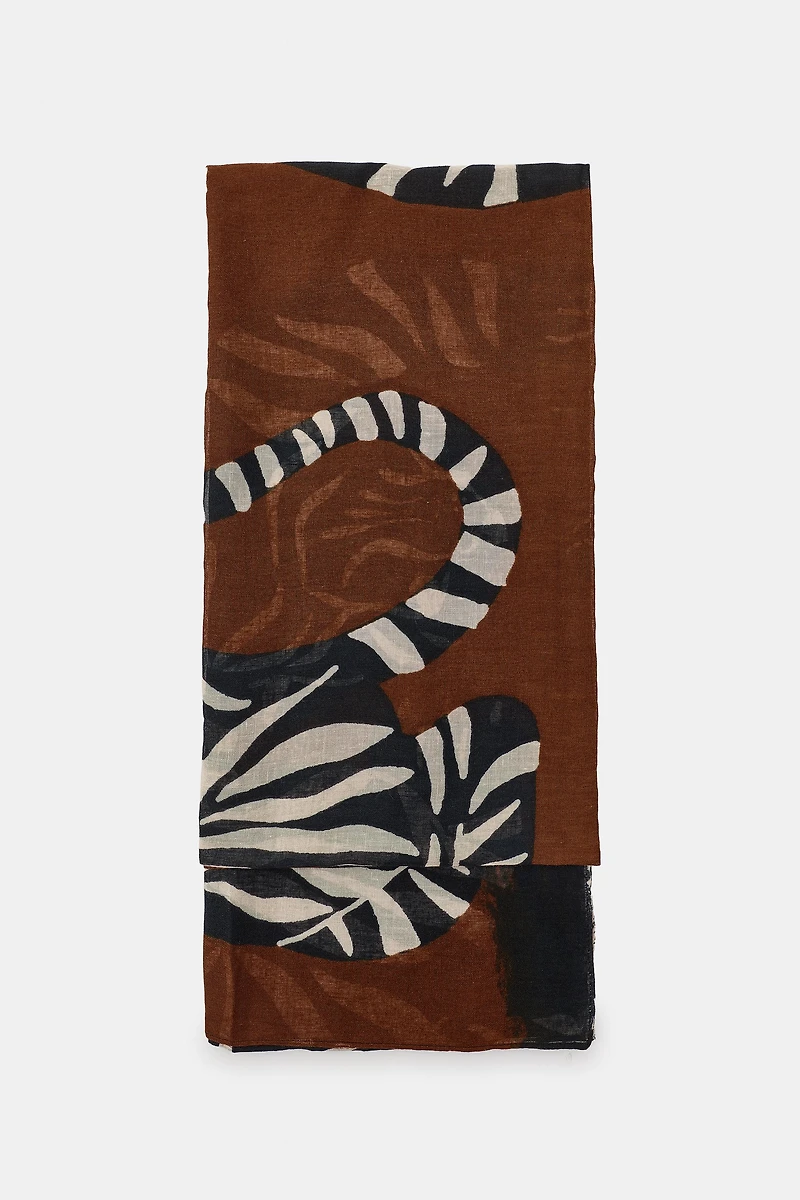 FOULARD AVEC LIN IMPRIMÉ TIGRE