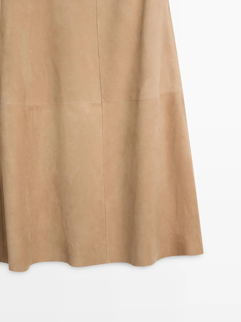 Suede leather sash skirt