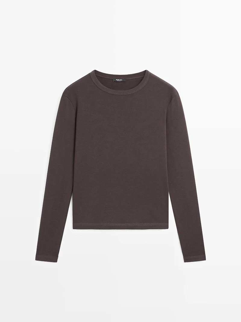 Ribbed long sleeve melange T-shirt