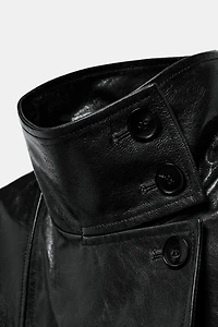 100% LEATHER SHOULDER PAD TRENCH COAT ZW COLLECTION LIMITED EDITION